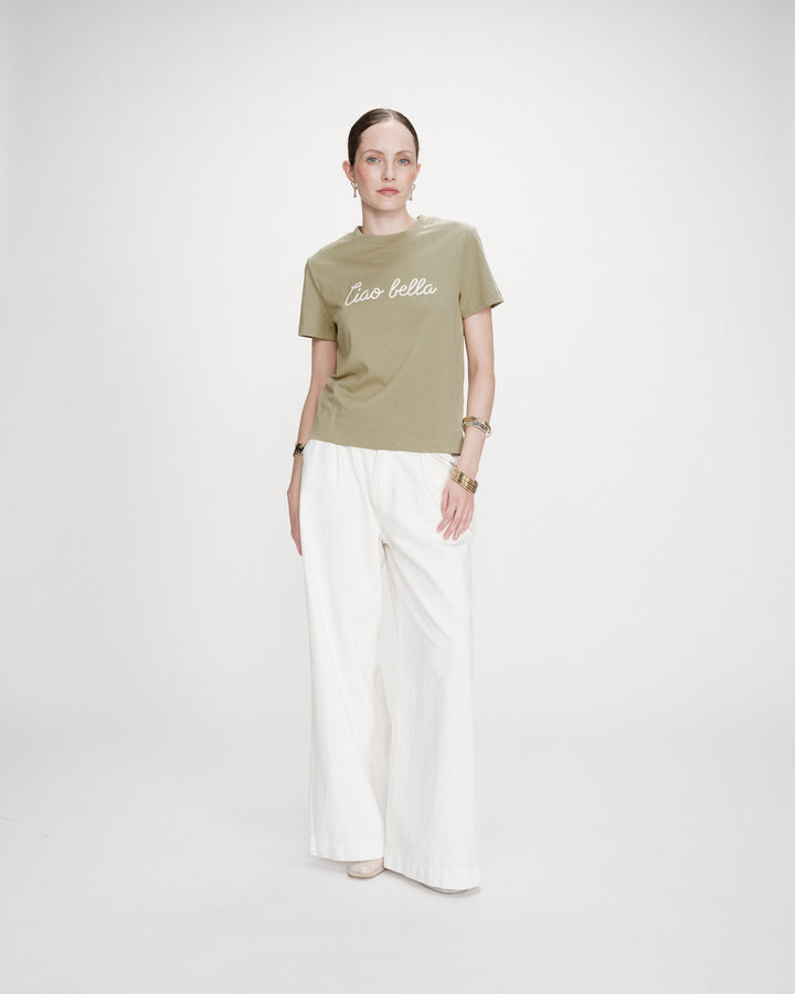 T-shirt en coton manches courtes sauge Vanders