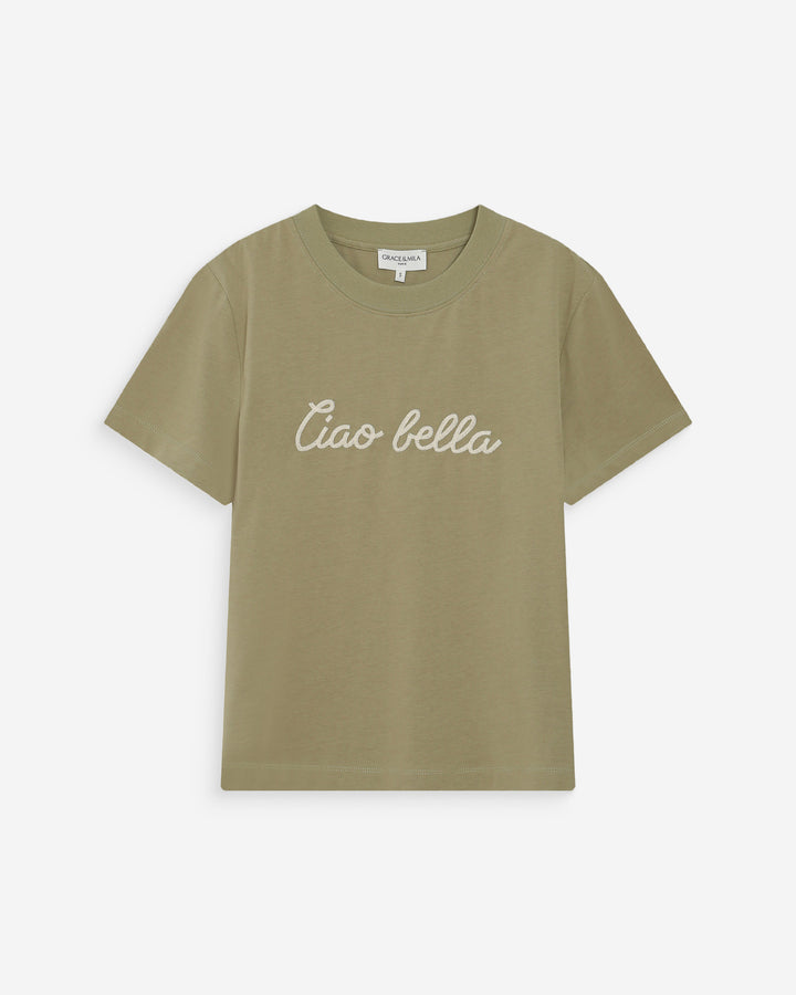 T-shirt en coton manches courtes sauge Vanders