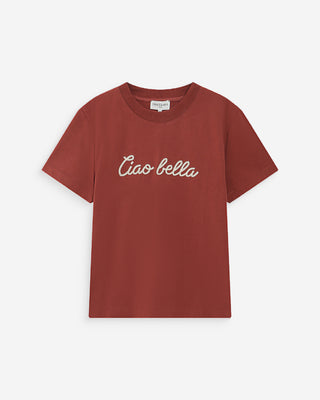 T-shirt en coton manches courtes terracotta Vanders