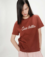 T-shirt en coton manches courtes terracotta Vanders