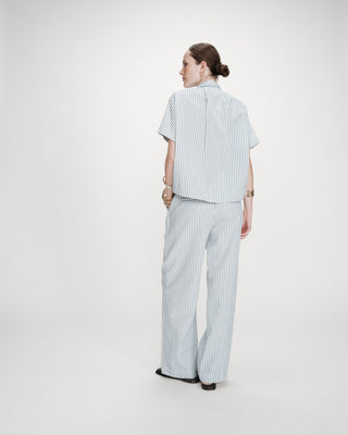 Chemise large à rayures manches courtes bleuet Vercia