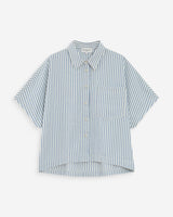 Chemise large à rayures manches courtes bleuet Vercia