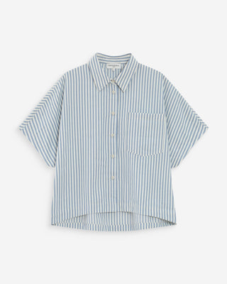 Chemise large à rayures manches courtes bleuet Vercia