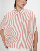 Chemise large à rayures manches courtes corail Vercia