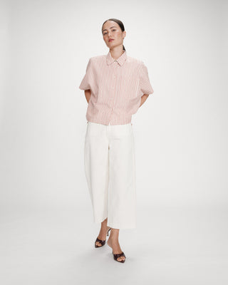 Chemise large à rayures manches courtes corail Vercia