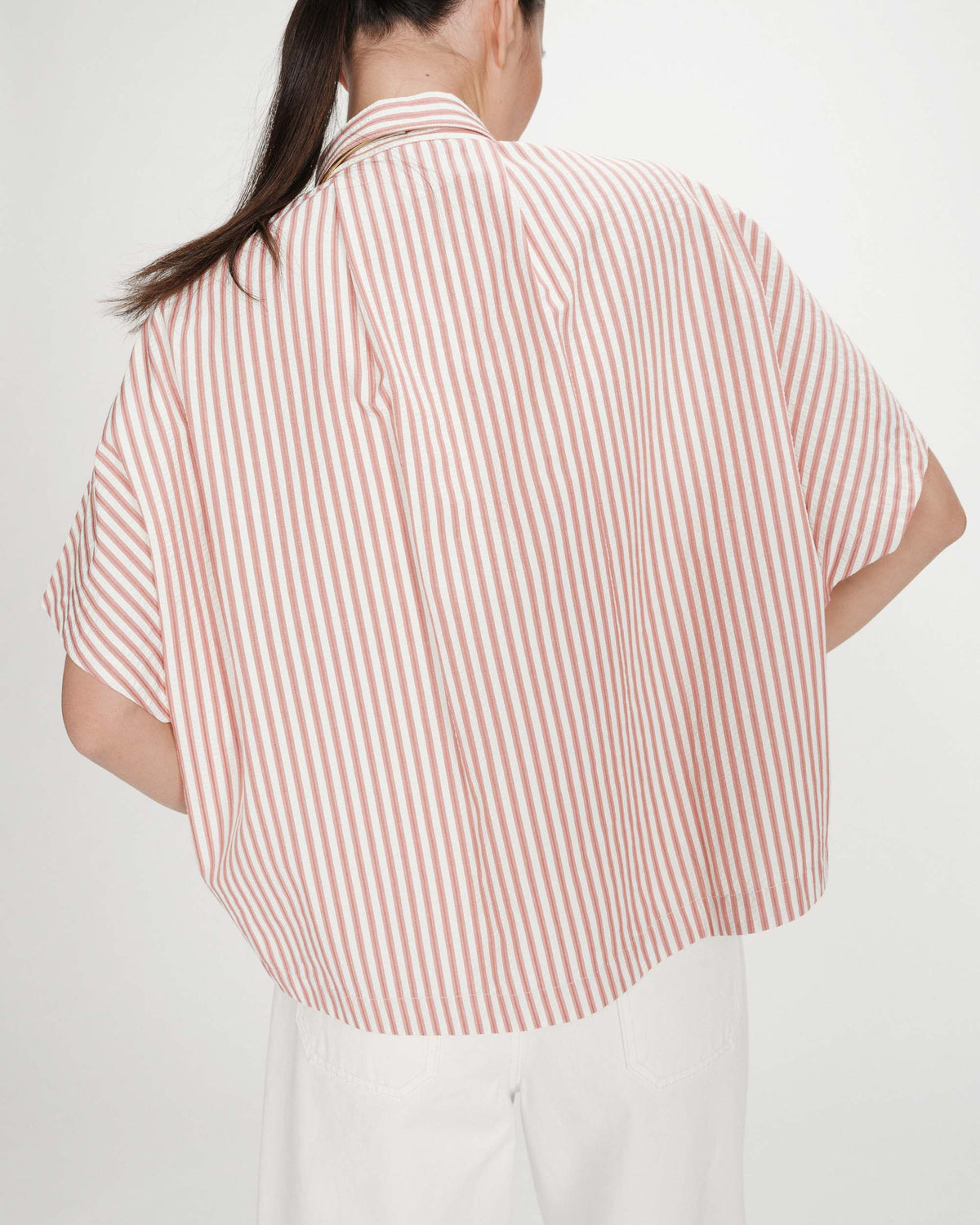 Chemise large à rayures manches courtes corail Vercia