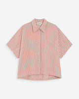 Chemise large à rayures manches courtes corail Vercia