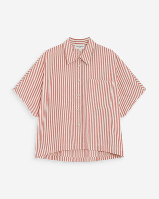 Chemise large à rayures manches courtes corail Vercia