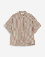 Chemise large à rayures manches courtes mocha Vercia