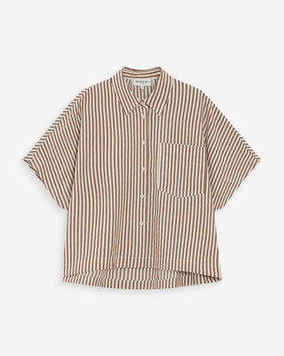 Chemise large à rayures manches courtes mocha Vercia