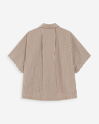 Chemise large à rayures manches courtes mocha Vercia