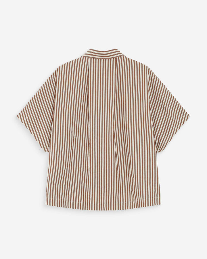 Chemise large à rayures manches courtes mocha Vercia