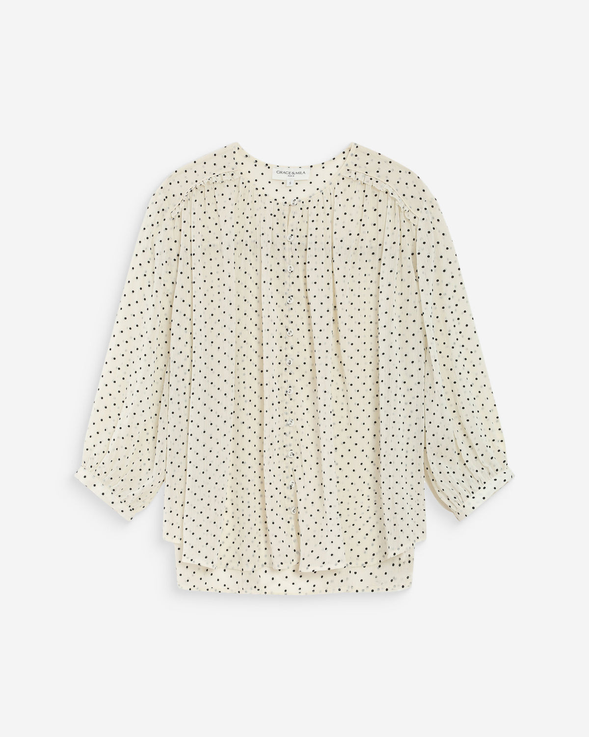 Voluminous polka dot blouse ivoire Valianna