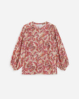 Blouse ample manches bouffantes imprimée florale peche Vezia