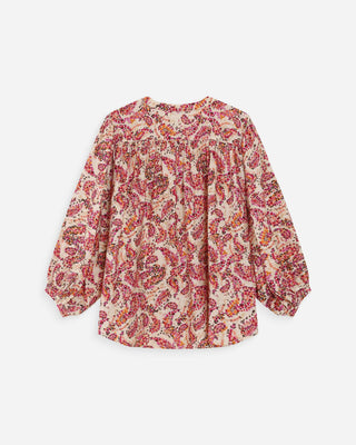 Blouse ample manches bouffantes imprimée florale peche Vezia