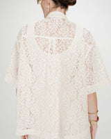 Sheer lace shirt 3/4 sleeves ecru Vendel