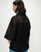 Chemise en dentelle transparente manches 3/4 noir Vendel