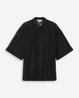 Chemise en dentelle transparente manches 3/4 noir Vendel