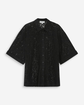 Chemise en dentelle transparente manches 3/4 noir Vendel