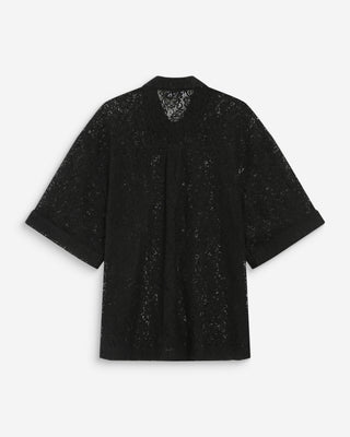 Chemise en dentelle transparente manches 3/4 noir Vendel