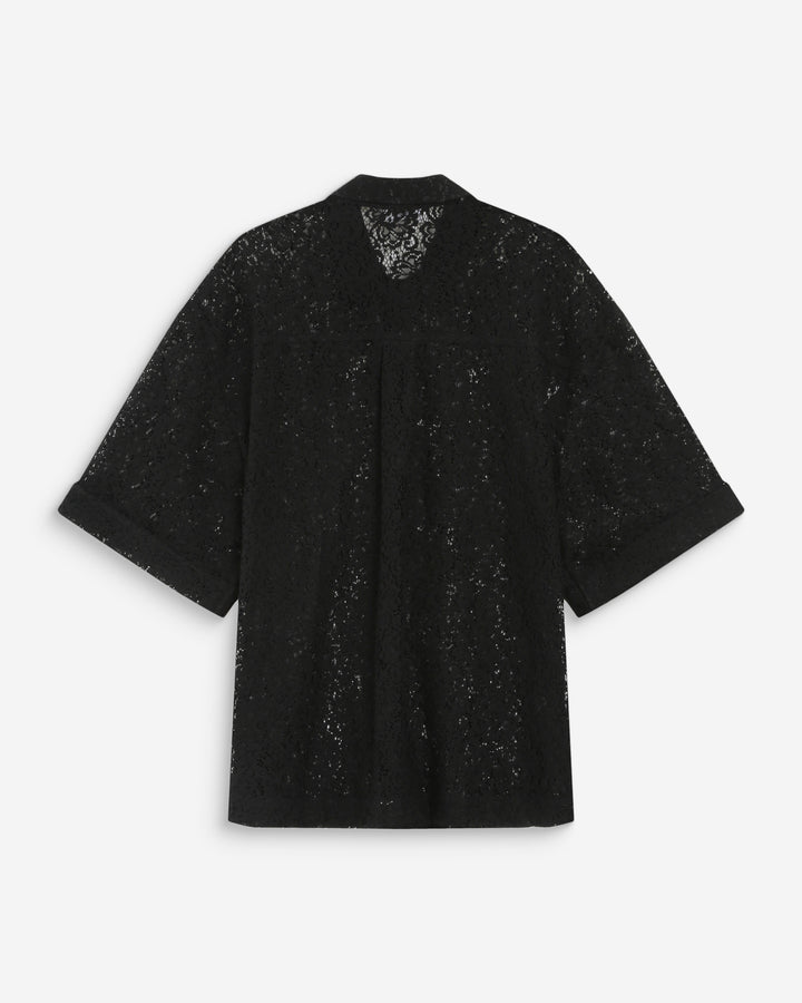 Chemise en dentelle transparente manches 3/4 noir Vendel
