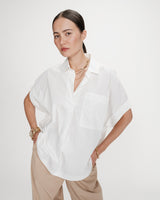 Blouse large en coton manches courtes ivoire Versigny