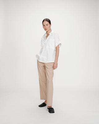 Blouse large en coton manches courtes ivoire Versigny