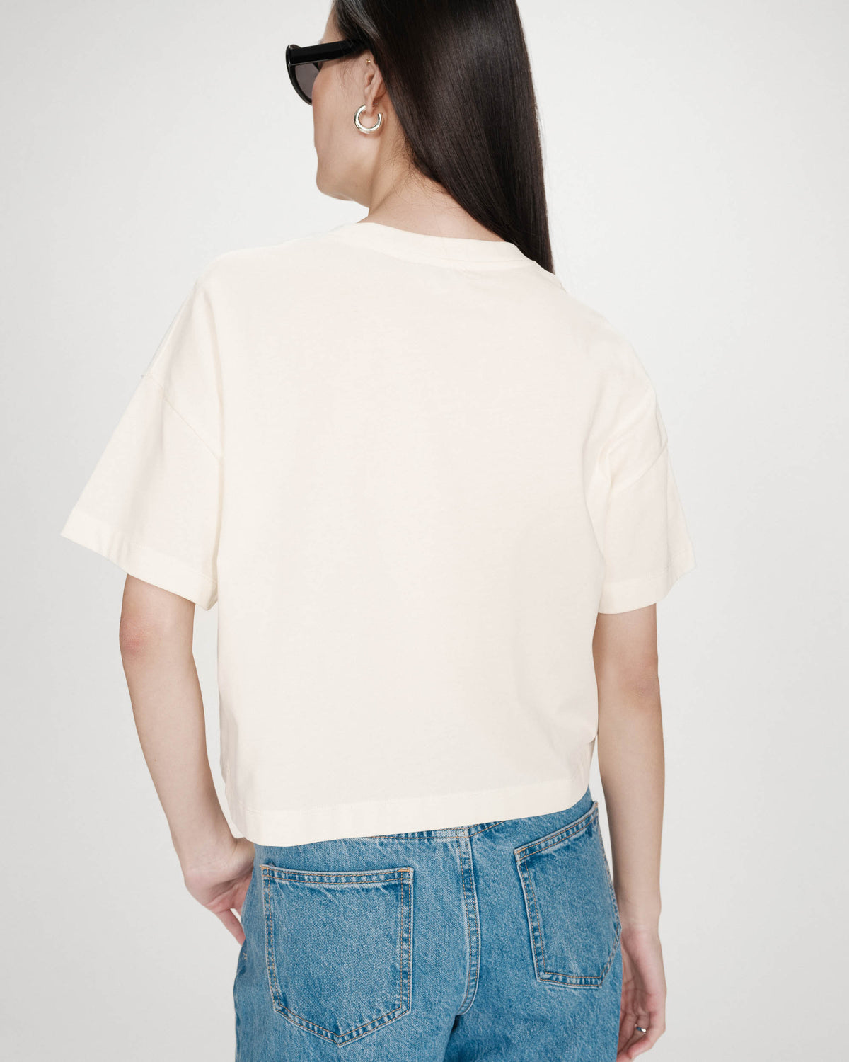 Oversized cotton slogan top ecru Voss