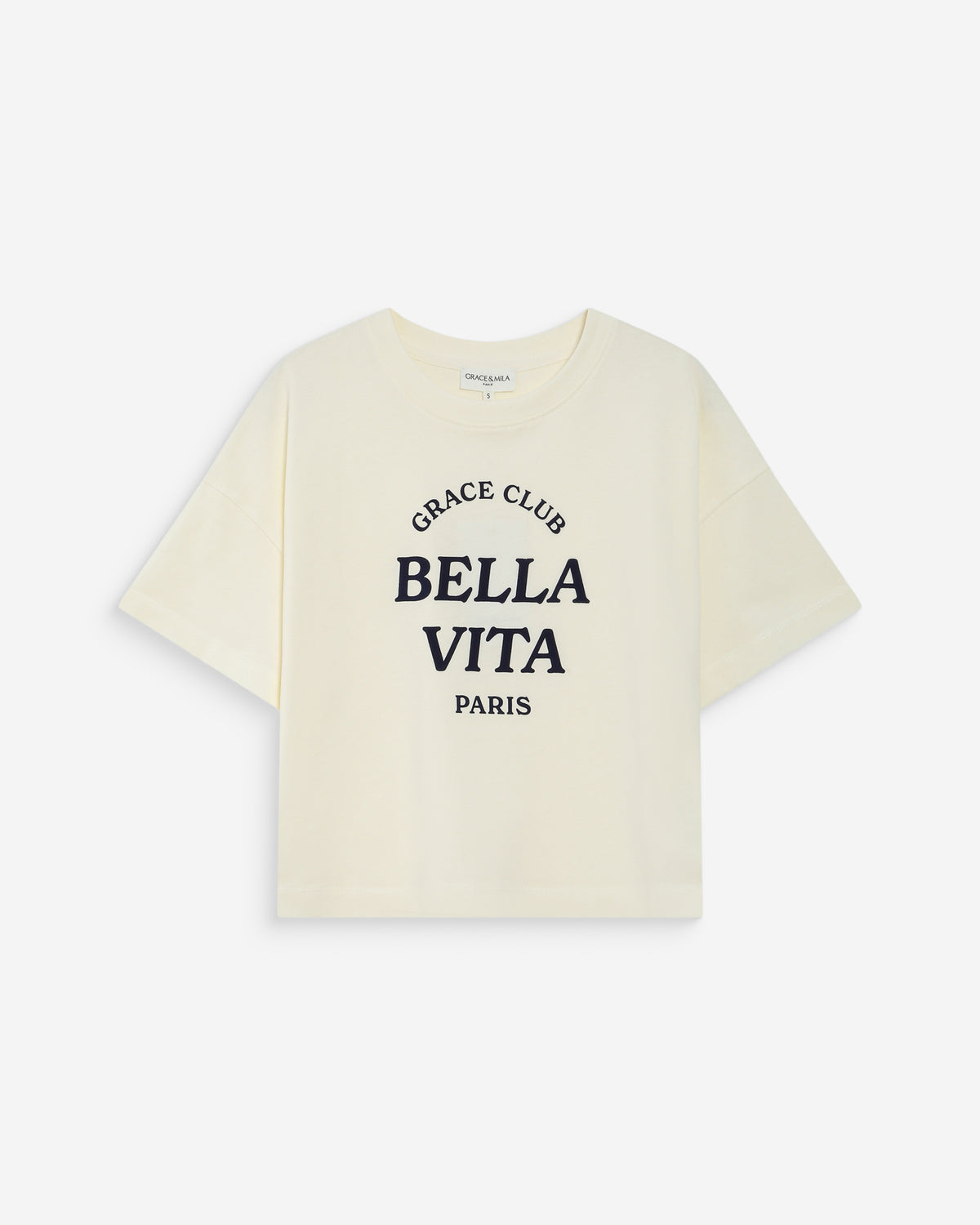 Oversized cotton slogan top ecru Voss
