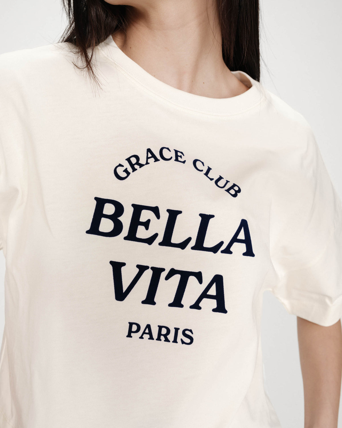 Oversized cotton slogan top ecru Voss