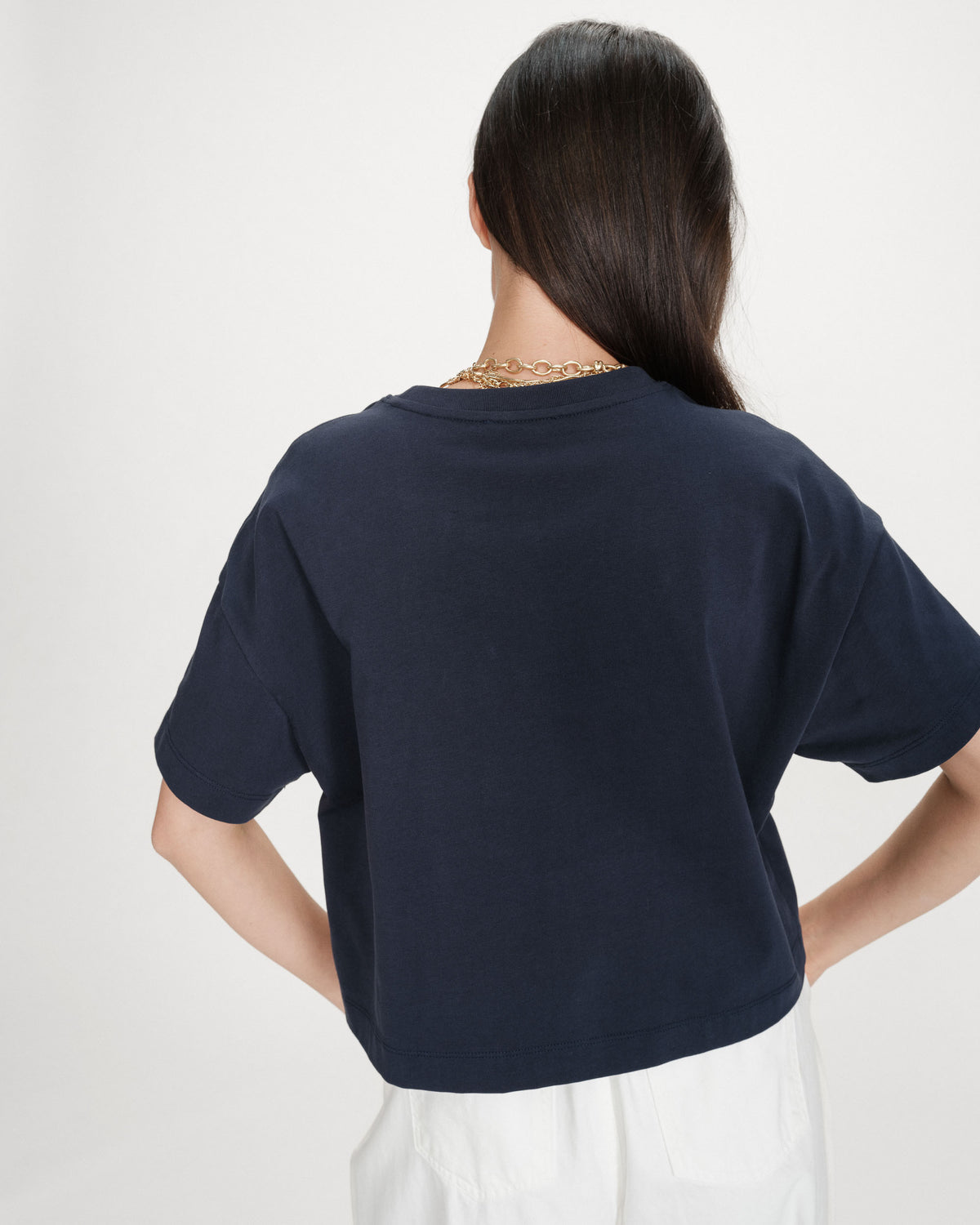 Oversized cotton slogan top marine Voss