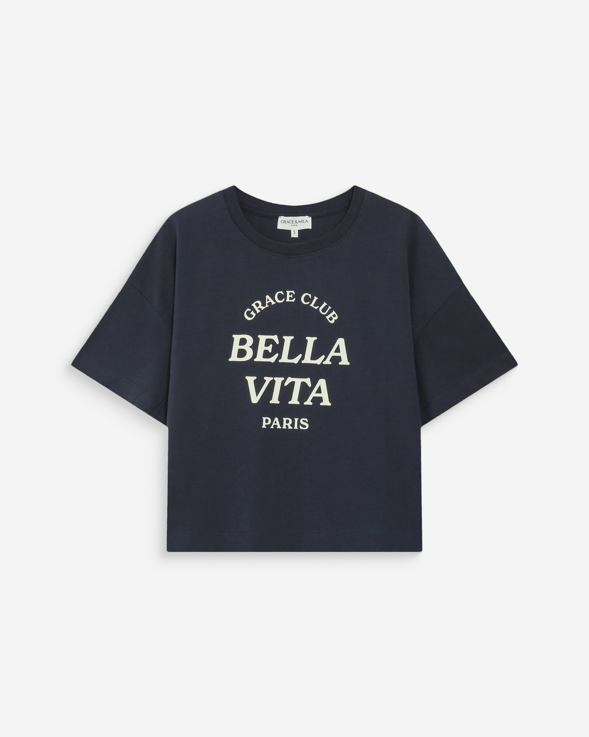 Oversized cotton slogan top marine Voss