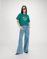 Oversized cotton slogan top vert Voss