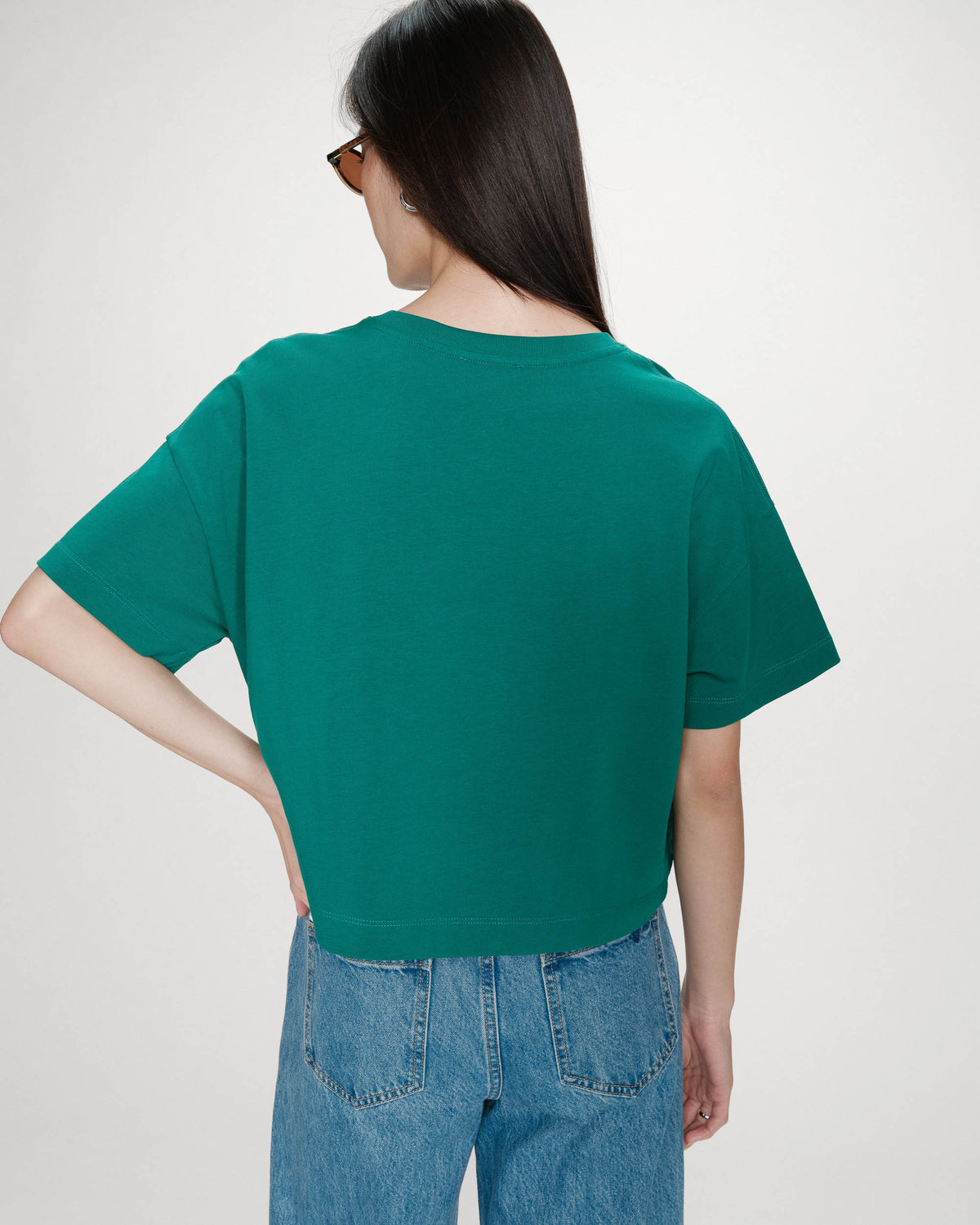 Oversized cotton slogan top vert Voss