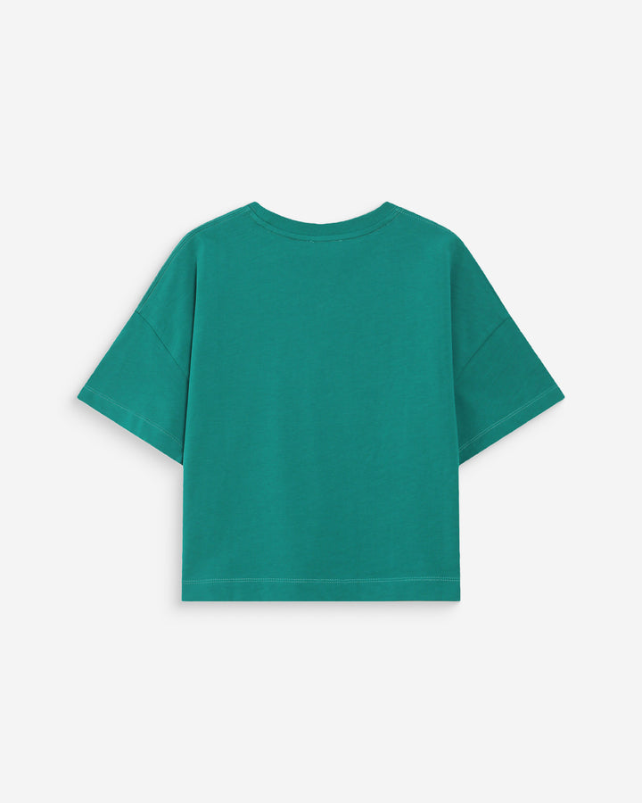Oversized cotton slogan top vert Voss