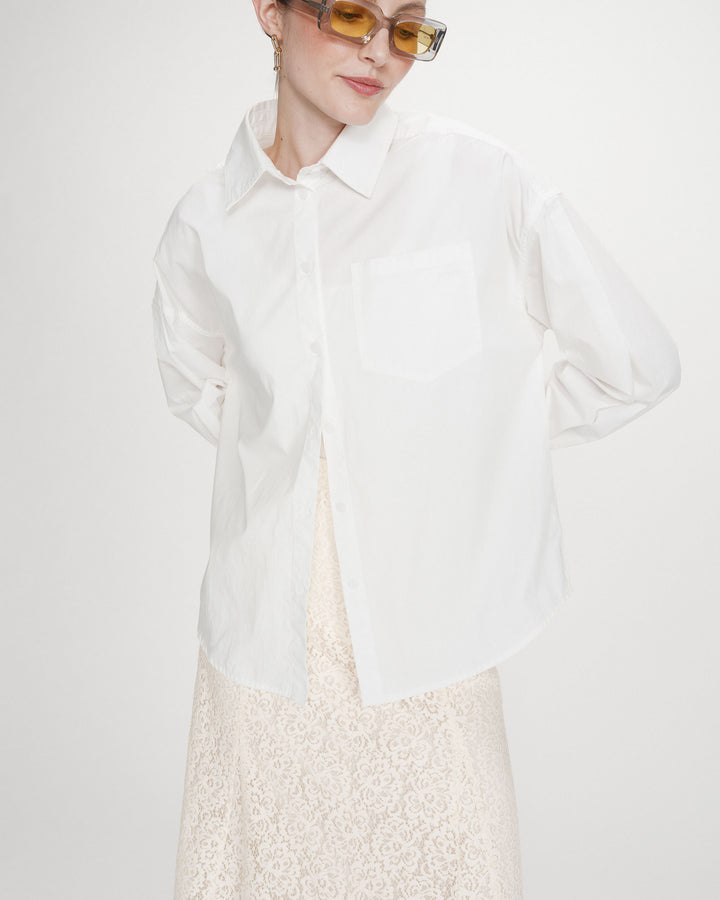 Chemise oversize en coton à nouer dans le dos ivoire Valerie