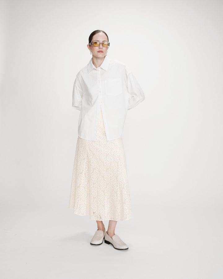 Chemise oversize en coton à nouer dans le dos ivoire Valerie