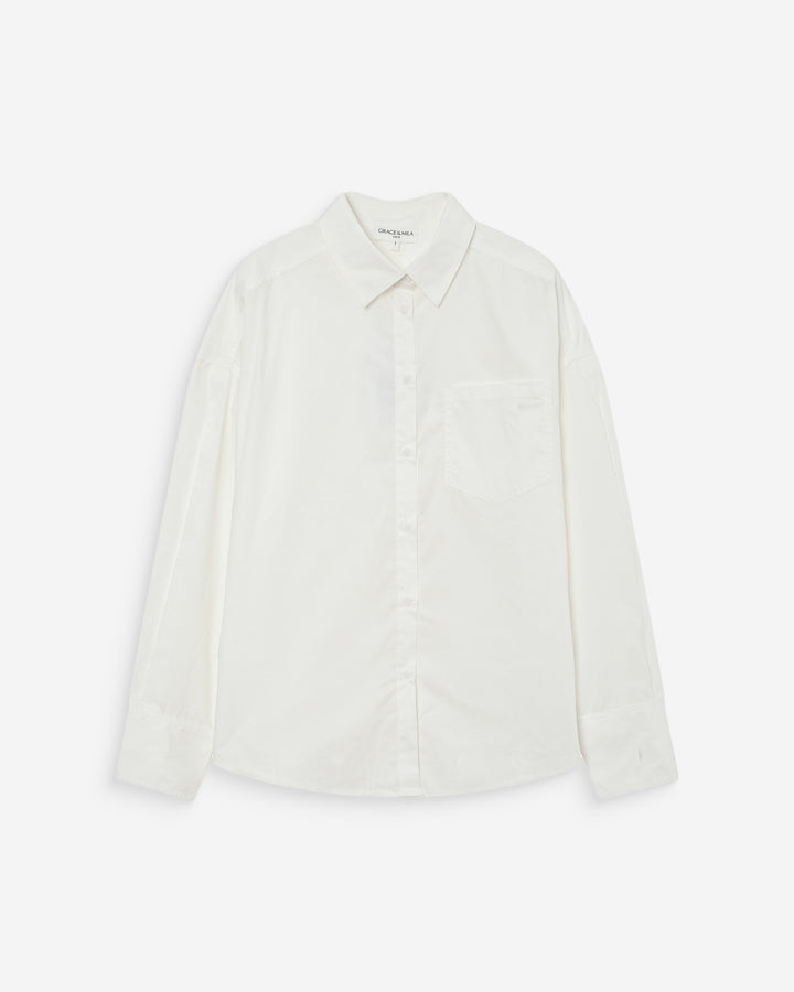Chemise oversize en coton à nouer dans le dos ivoire Valerie