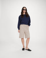 Sweatshirt col rond avec plis et boutons marine Vonan