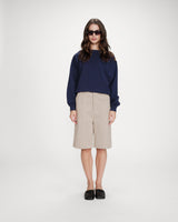 Sweatshirt col rond avec plis et boutons marine Vonan