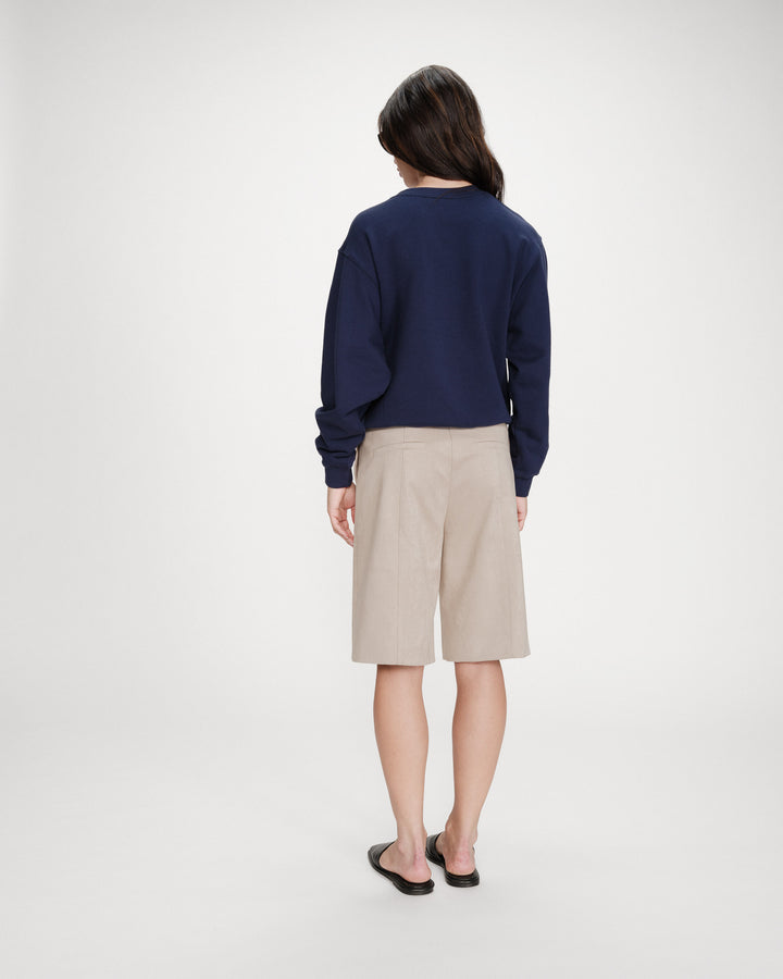 Sweatshirt col rond avec plis et boutons marine Vonan