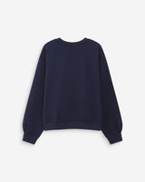 Sweatshirt col rond avec plis et boutons marine Vonan