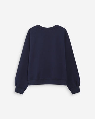 Sweatshirt col rond avec plis et boutons marine Vonan