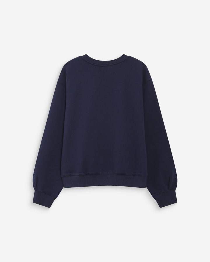 Sweatshirt col rond avec plis et boutons marine Vonan