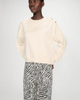 Crew-neck sweatshirt with pleats and buttons vanille Vonan