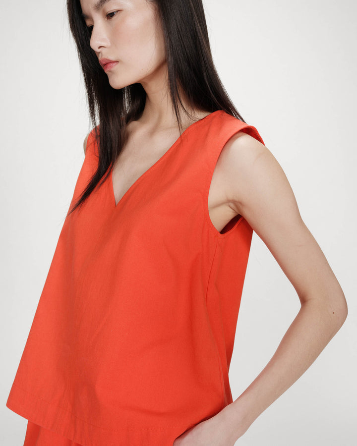 Top en coton sans manches col V sanguine Vagabond