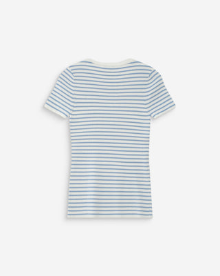 Pull en fine maille ajusté manches courtes bleuet Vendredi