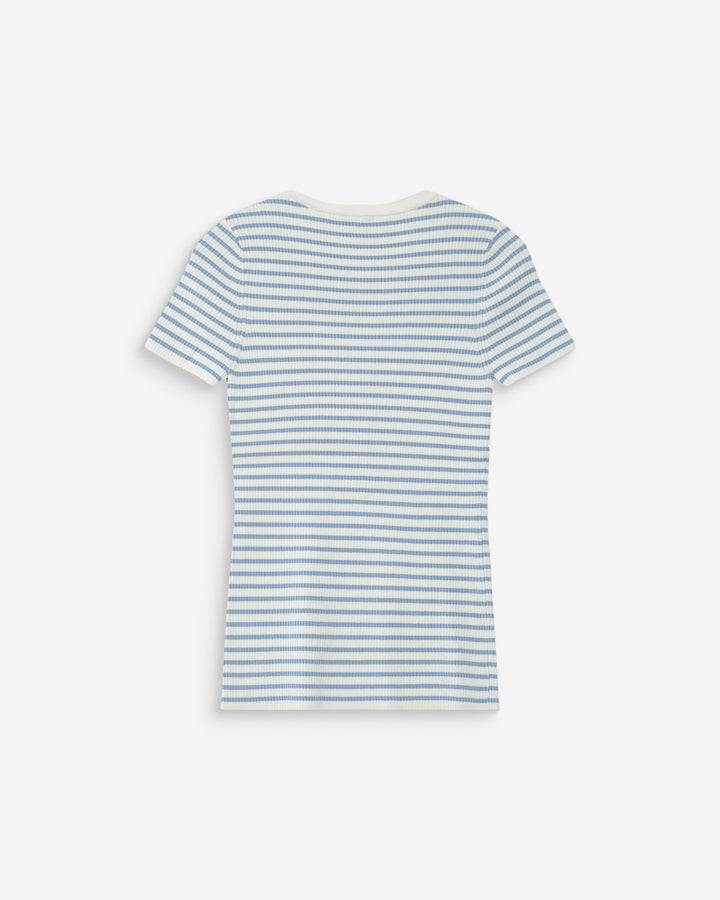 Pull en fine maille ajusté manches courtes bleuet Vendredi