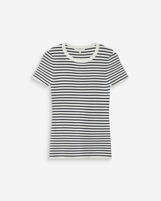 Pull en fine maille ajusté manches courtes marine Vendredi