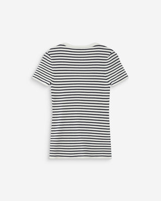 Pull en fine maille ajusté manches courtes marine Vendredi